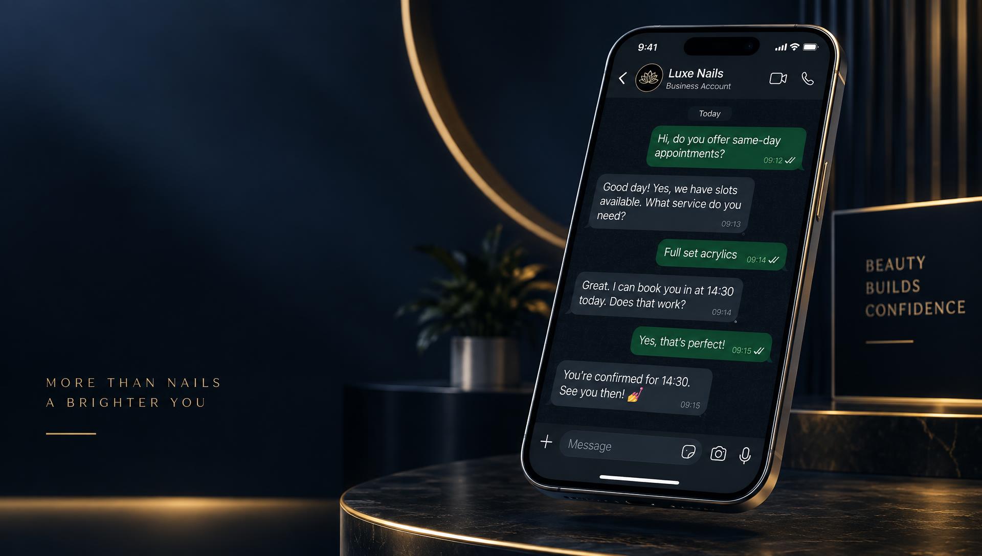 A business owner reviewing an automated customer conversation